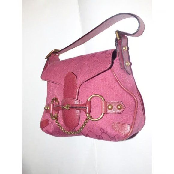 Gucci pink Guccissima leather Horse-bit chain saddle bag - Picture 6 of 11